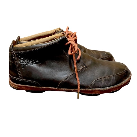 OluKai Shoes Olukai Kamuela Brown Leather Chukka Ankle Boots Shoes
